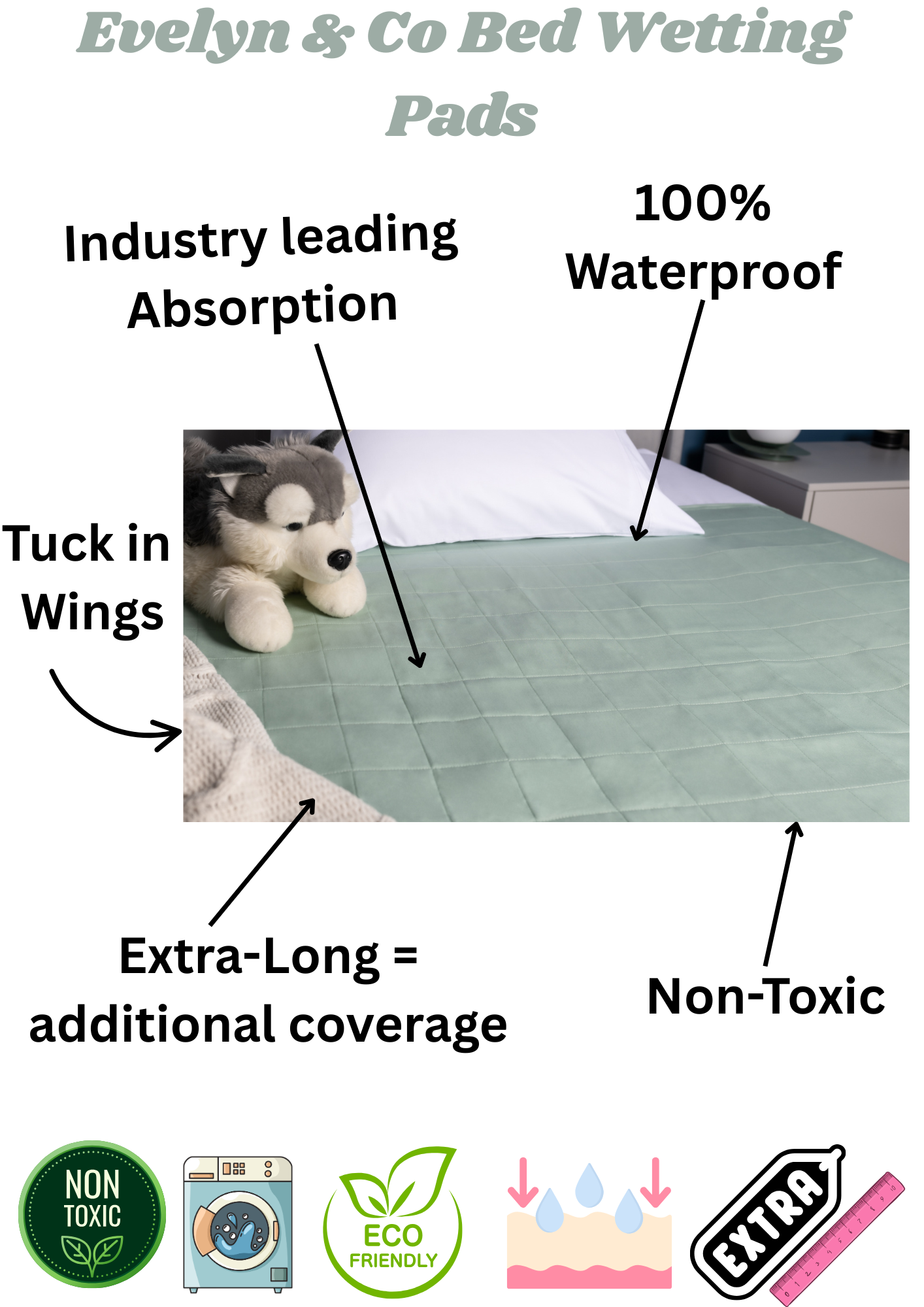 Bed Pad With Wings - SAGE
