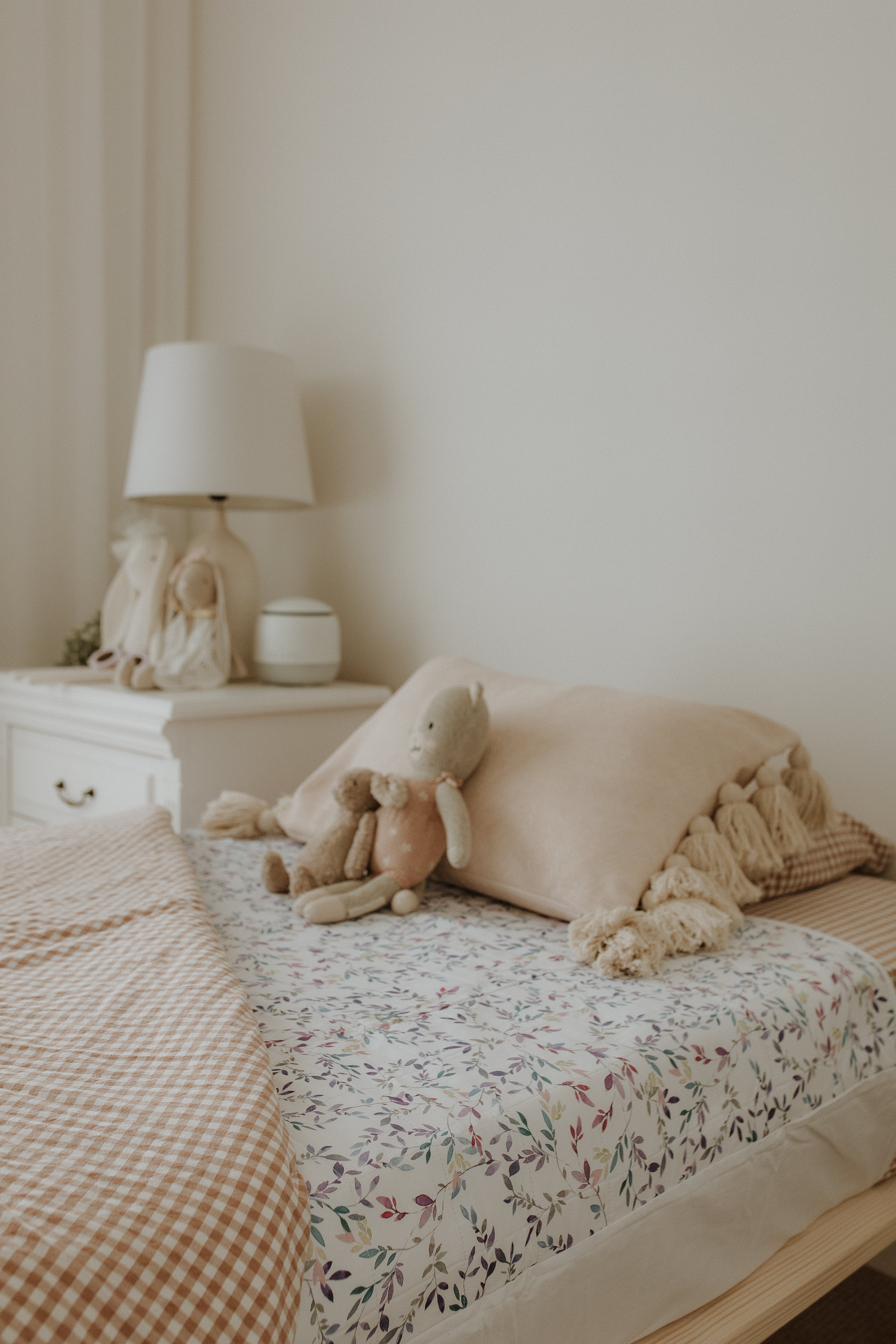 Close up of floral waterproof bedwetting bed pad