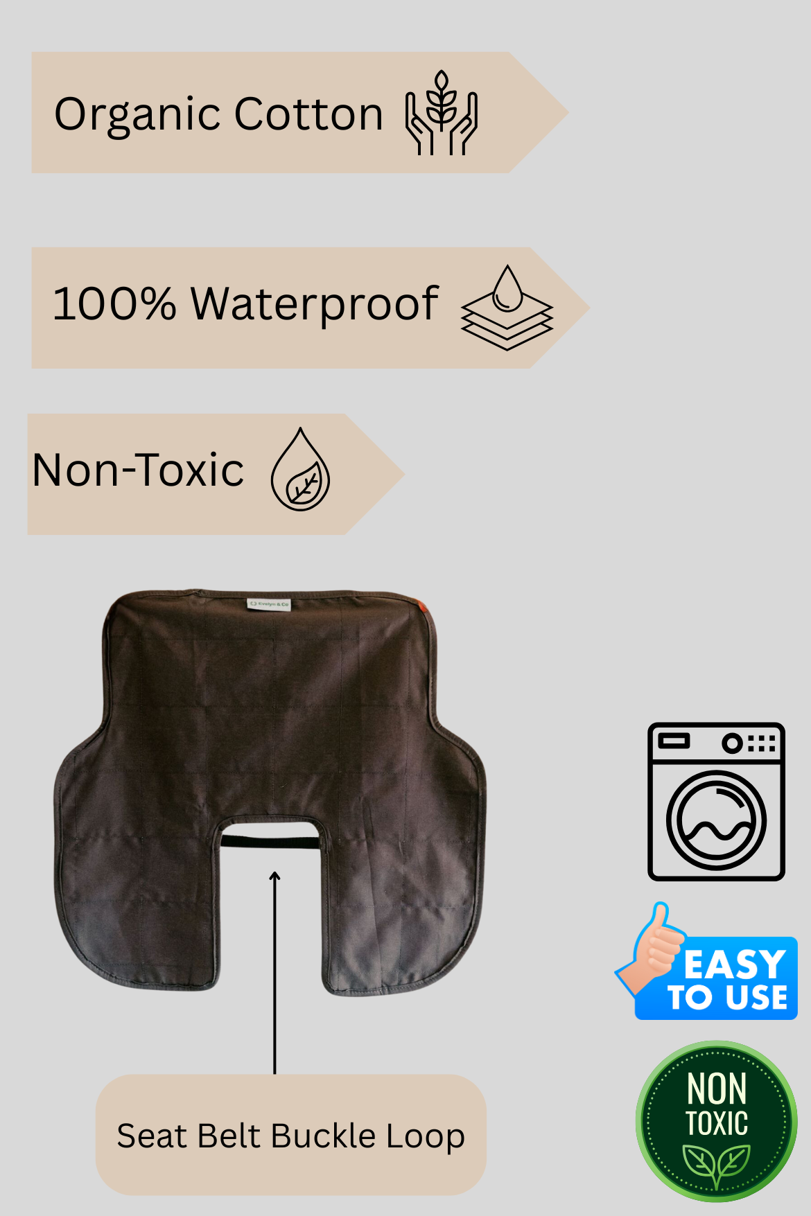 Kids car seat cover features organic cotton, waterproof and non toxic